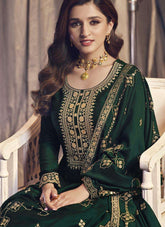 Straightforward Silk Georgette Gown in Green